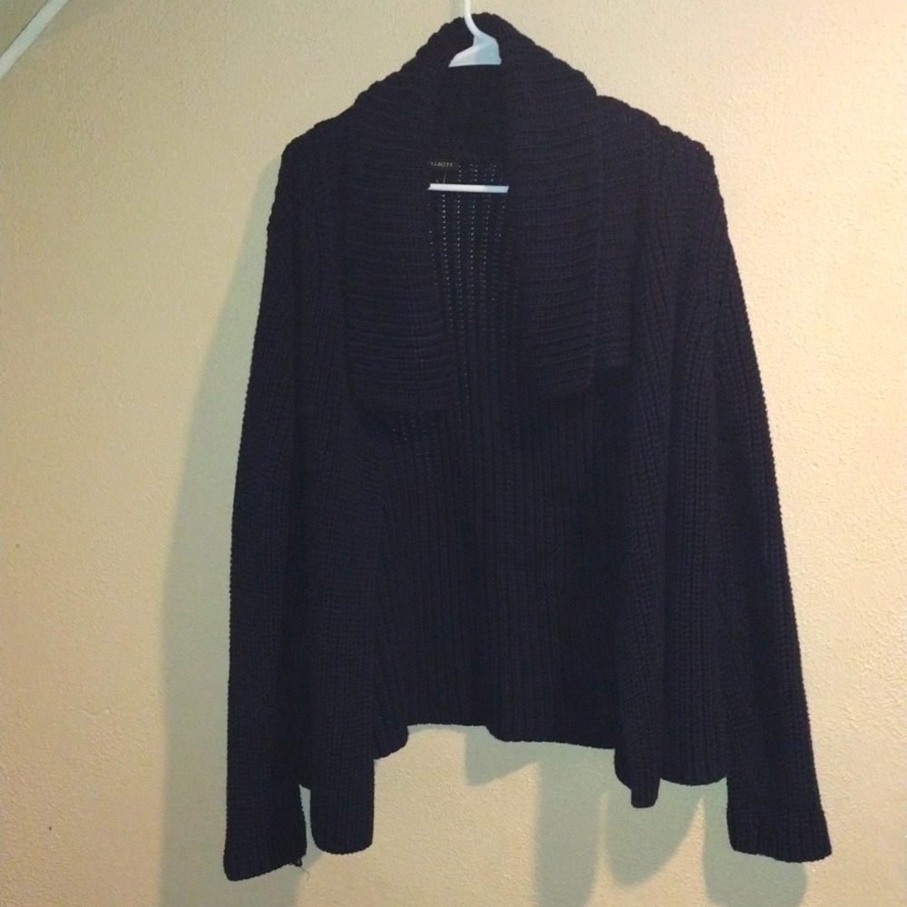 Womens Talbots chunky fisherman knit open front cardigan sweater normcore cotton